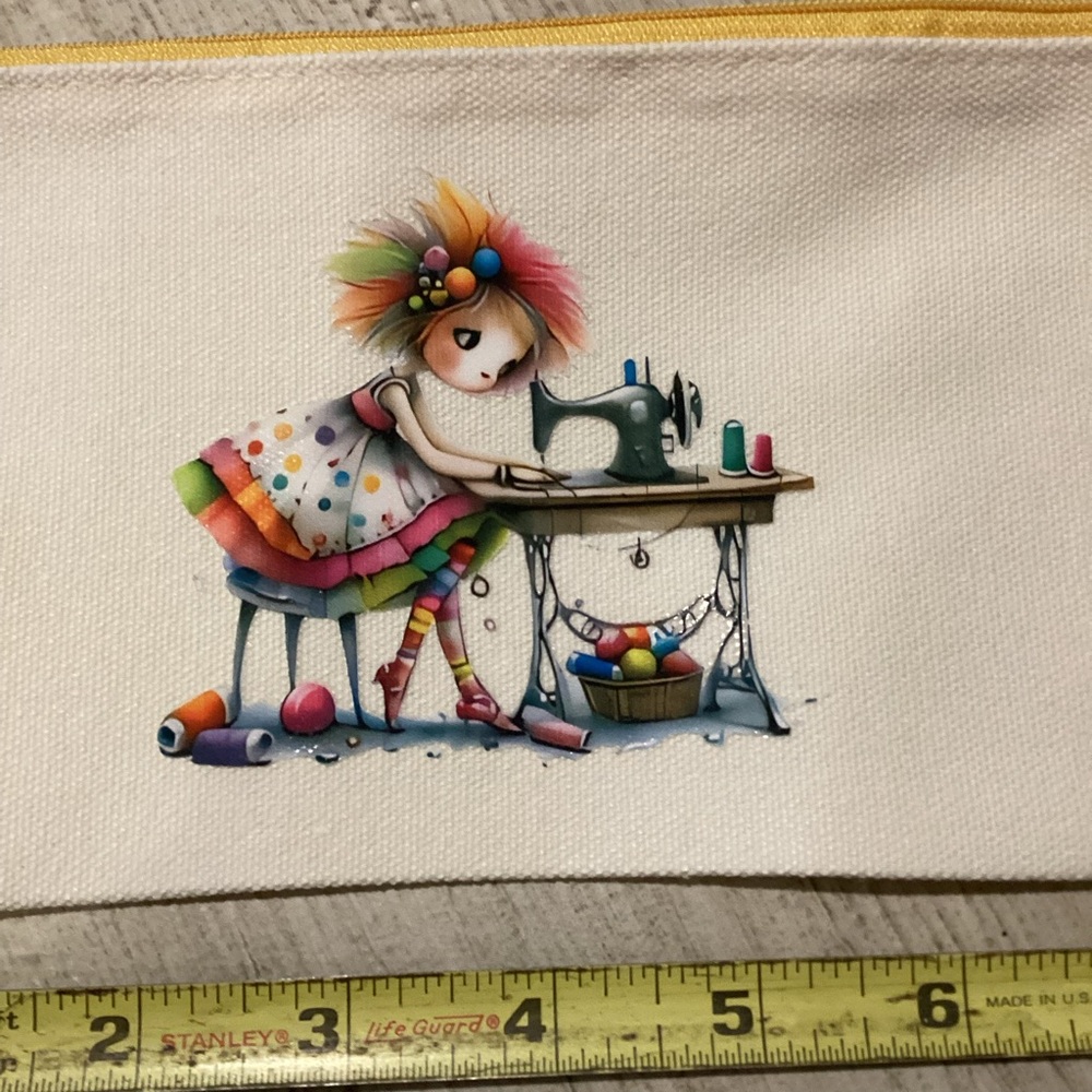 Boutique: Colorful Sewing Girl Pouch makeup bag pencil bag sewing notions